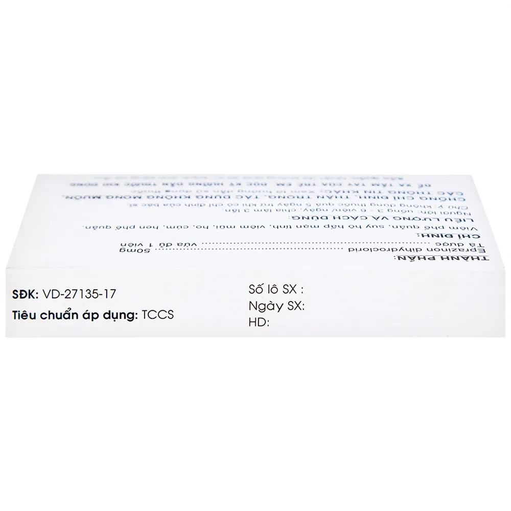 Hình ảnh Thuốc Eprazinone 50mg Mebiphar điều trị viêm phế quản, suy hô hấp mạn tính (30 viên)