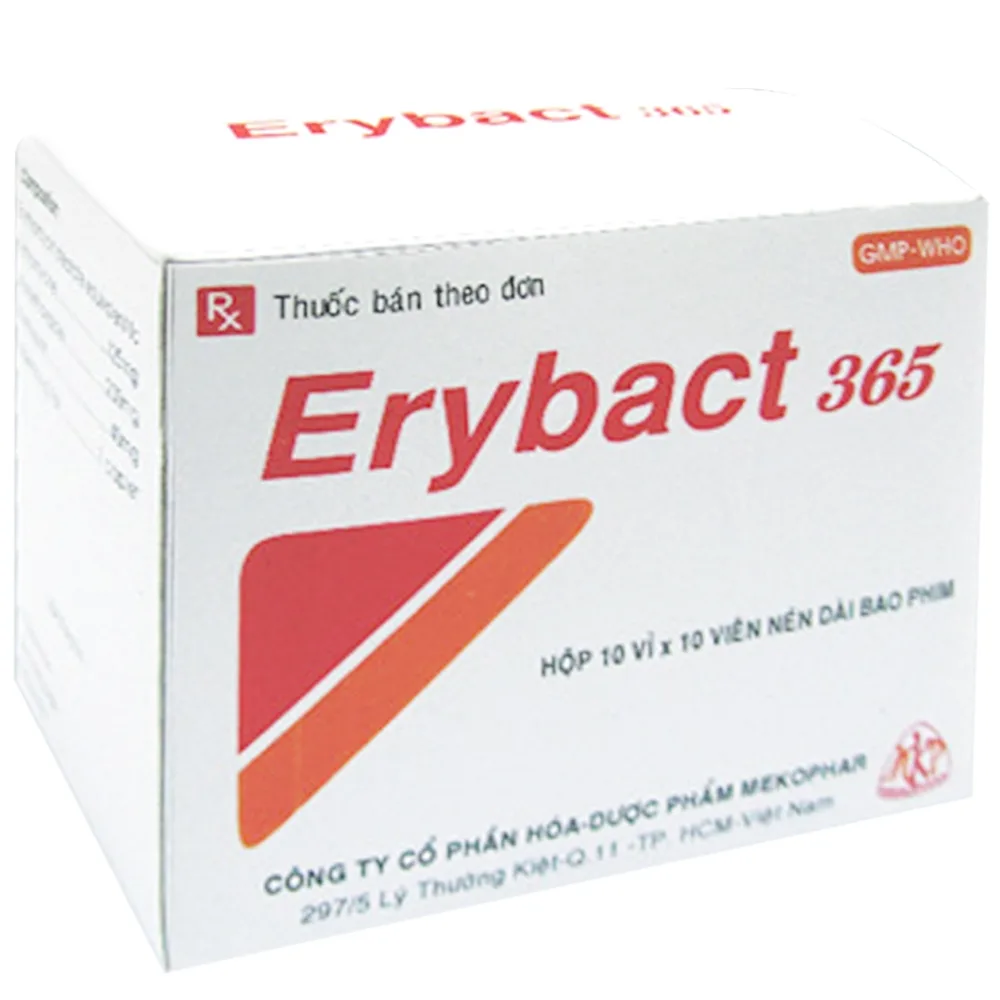 Hình ảnh Thuốc Erybact 365 Mekophar điều trị nhiễm khuẩn đường hô hấp, đường tiêu hóa (10 vỉ x 10 viên)