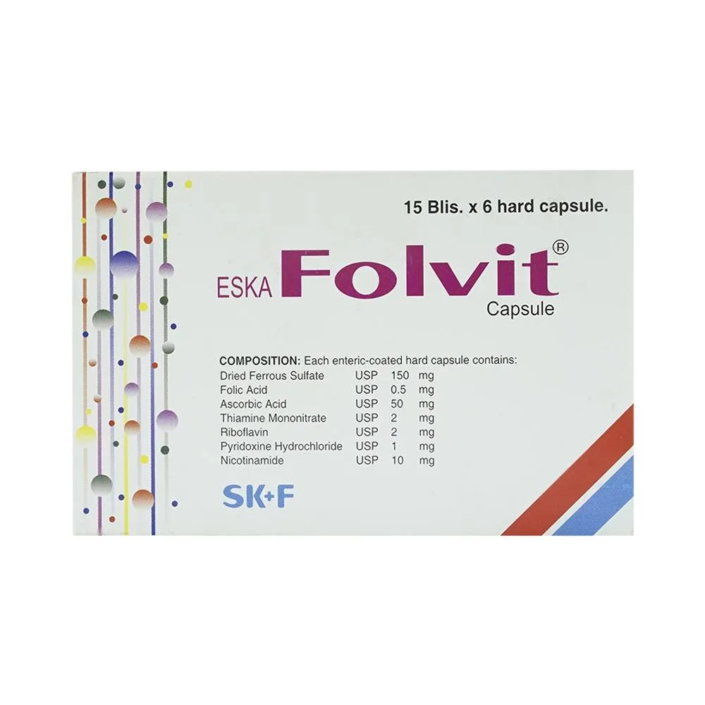 Hình ảnh Thuốc Eskafolvit Capsule Eskayef phòng và điều trị bệnh thiếu máu do thiếu sắt (15 vỉ x 6 viên)