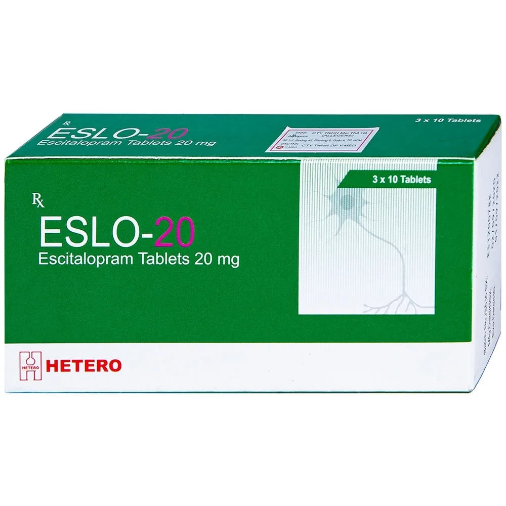 Hình ảnh Thuốc Eslo-20 Hetero điều trị trầm cảm, rối loạn lo âu (3 vỉ x 10 viên)
