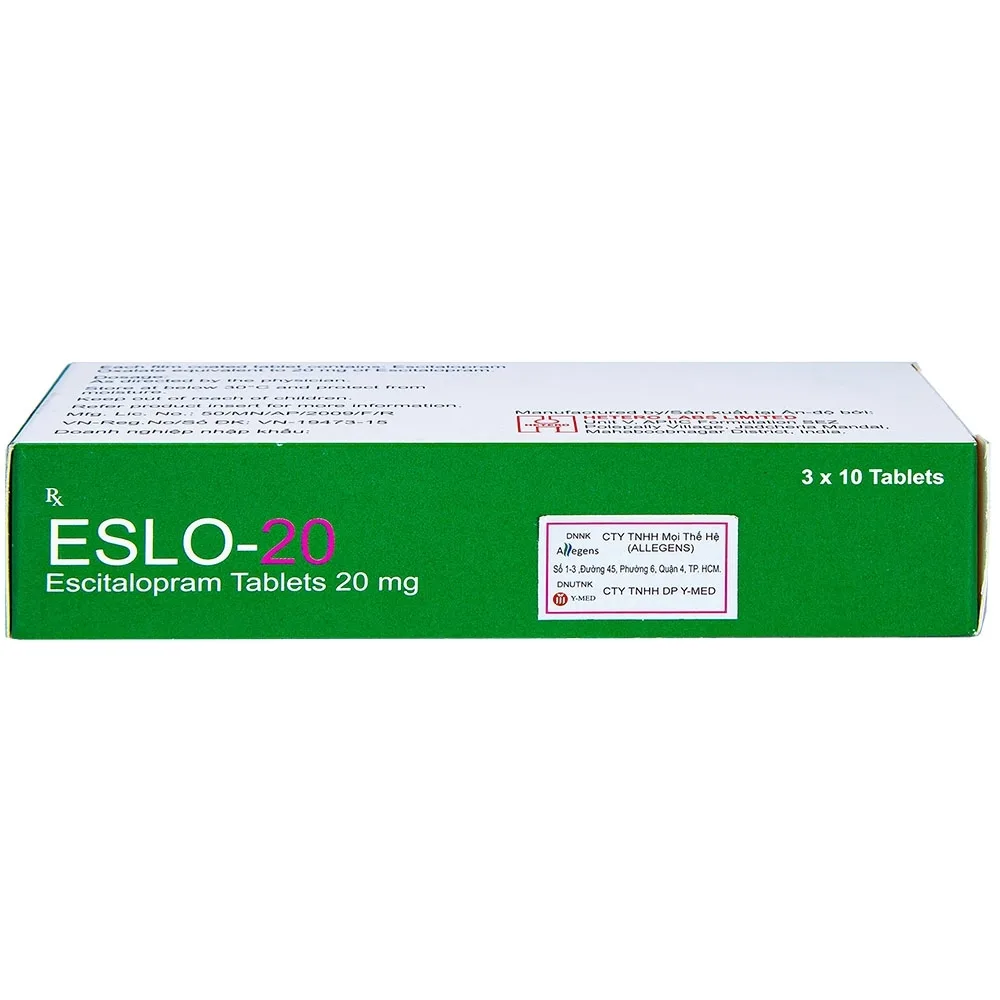 Hình ảnh Thuốc Eslo-20 Hetero điều trị trầm cảm, rối loạn lo âu (3 vỉ x 10 viên)