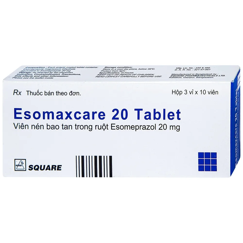 Hình ảnh Thuốc Esomaxcare 20 Square điều trị loét dạ dày tá tràng lành tính (3 vỉ x 10 viên)