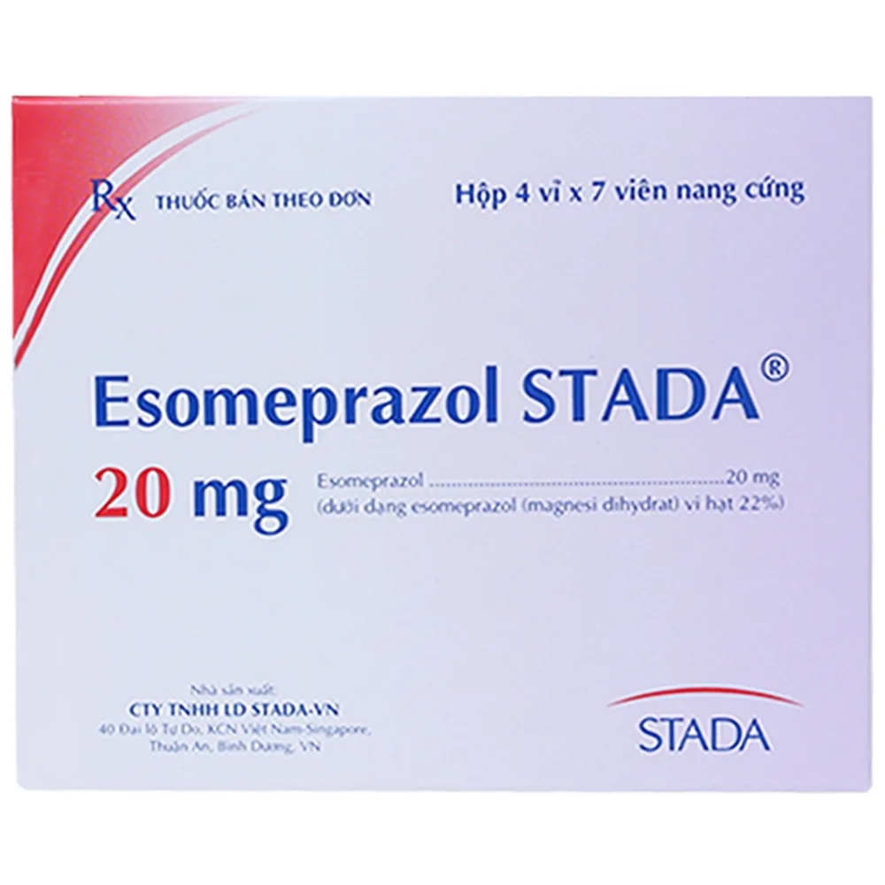 Hình ảnh Thuốc Esomeprazol 20mg Stada điều trị trào ngược dạ dày, thực quản (4 vỉ x 7 viên)