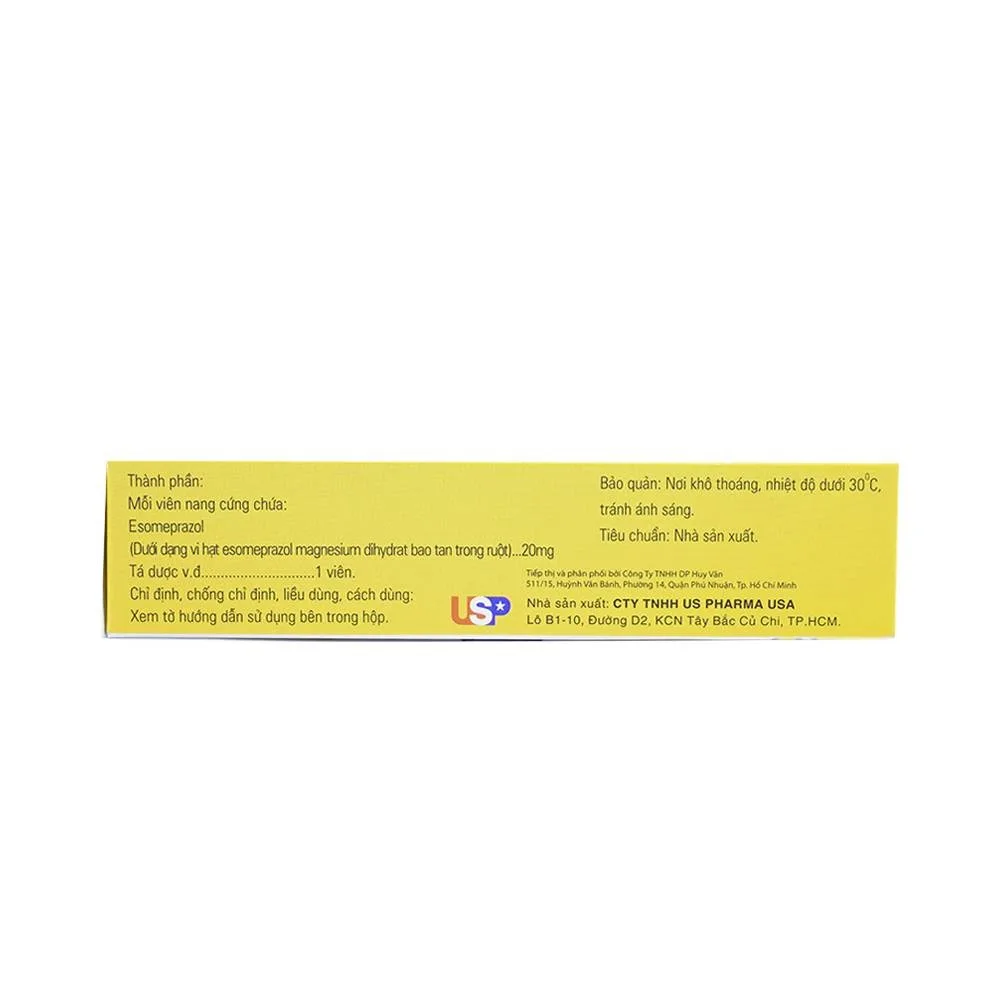 Hình ảnh Thuốc Esomeprazol 20-US điều trị trào ngược dạ dày (3 vỉ x 10 viên)