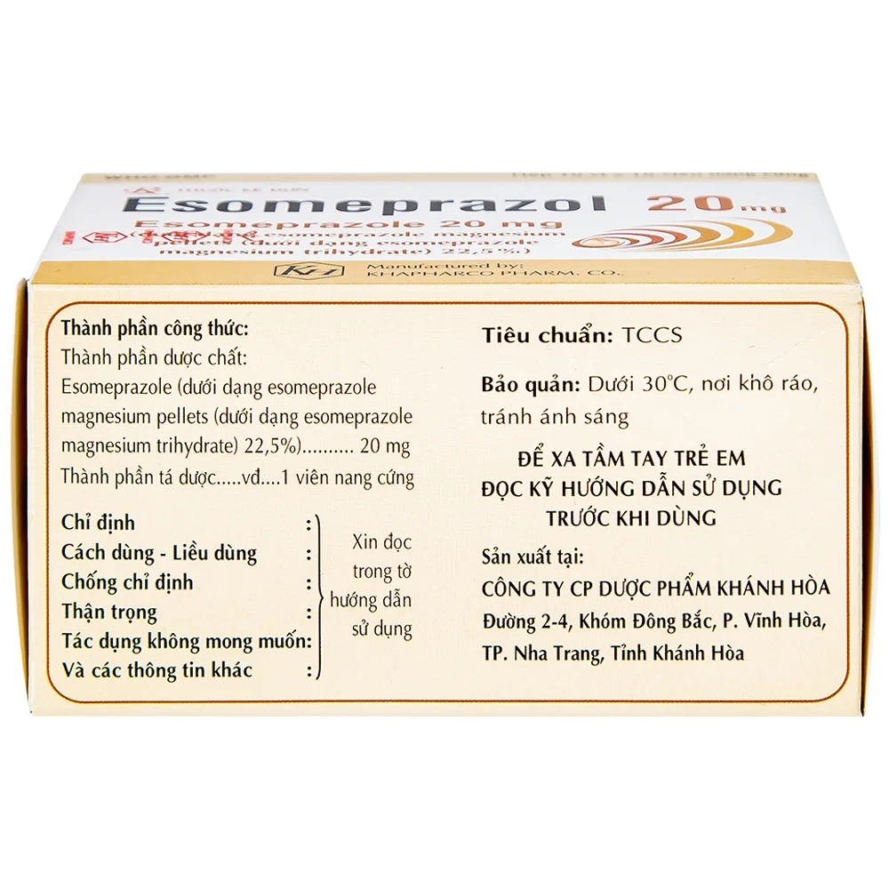 Hình ảnh Thuốc Esomeprazol 20mg điều trị trào ngược dạ dày, thực quản (10 vỉ x 10 viên)