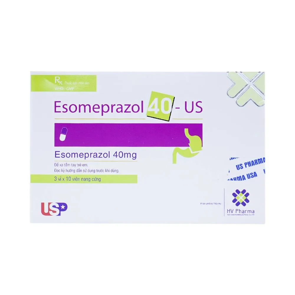 Hình ảnh Thuốc Esomeprazol 40-US điều trị trào ngược dạ dày, thực quản (3 vỉ x 10 viên)