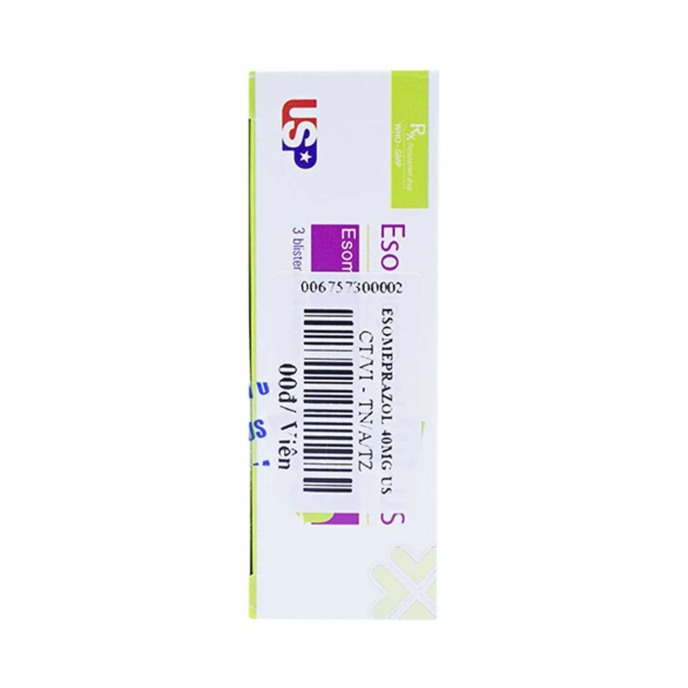 Hình ảnh Thuốc Esomeprazol 40-US điều trị trào ngược dạ dày, thực quản (3 vỉ x 10 viên)