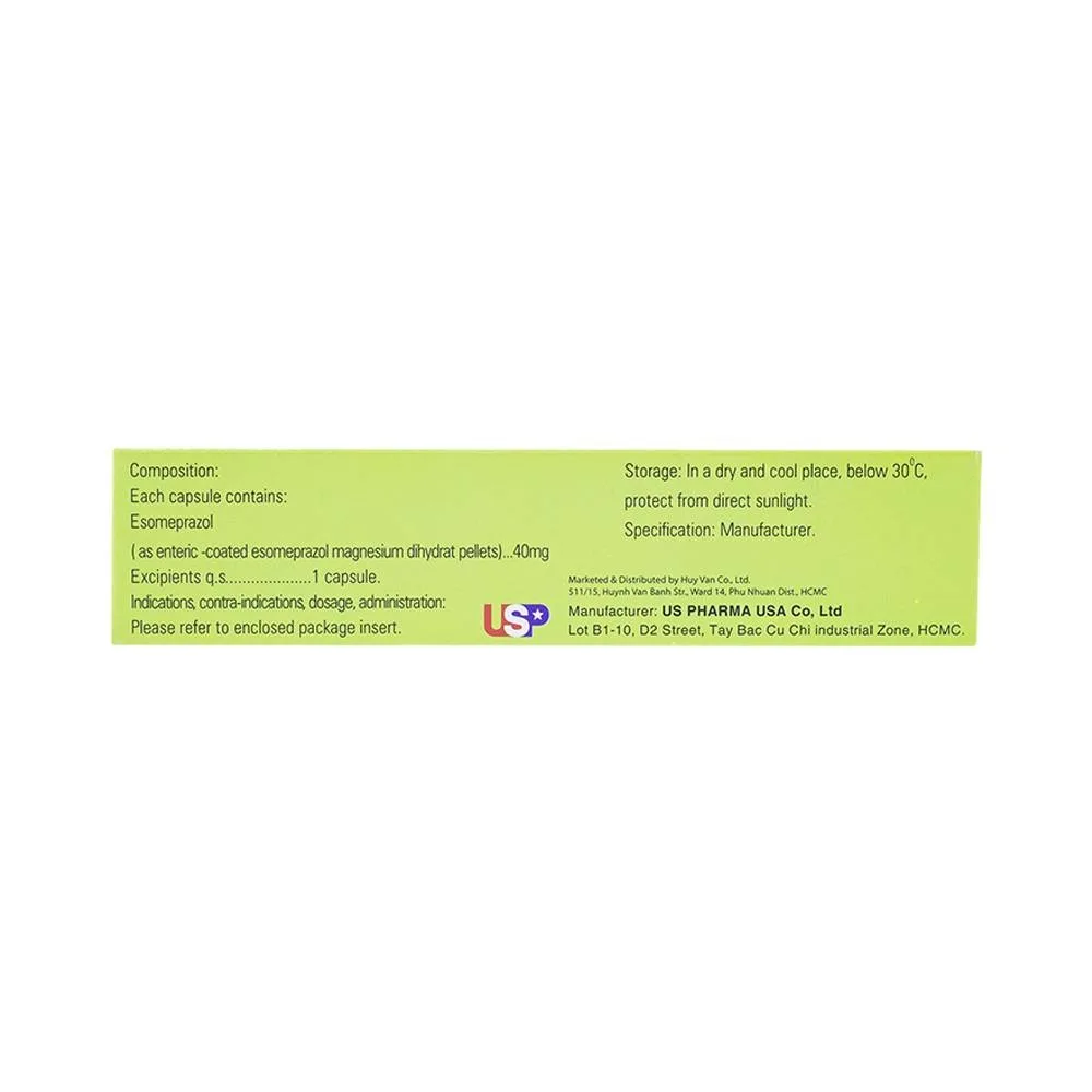 Hình ảnh Thuốc Esomeprazol 40-US điều trị trào ngược dạ dày, thực quản (3 vỉ x 10 viên)