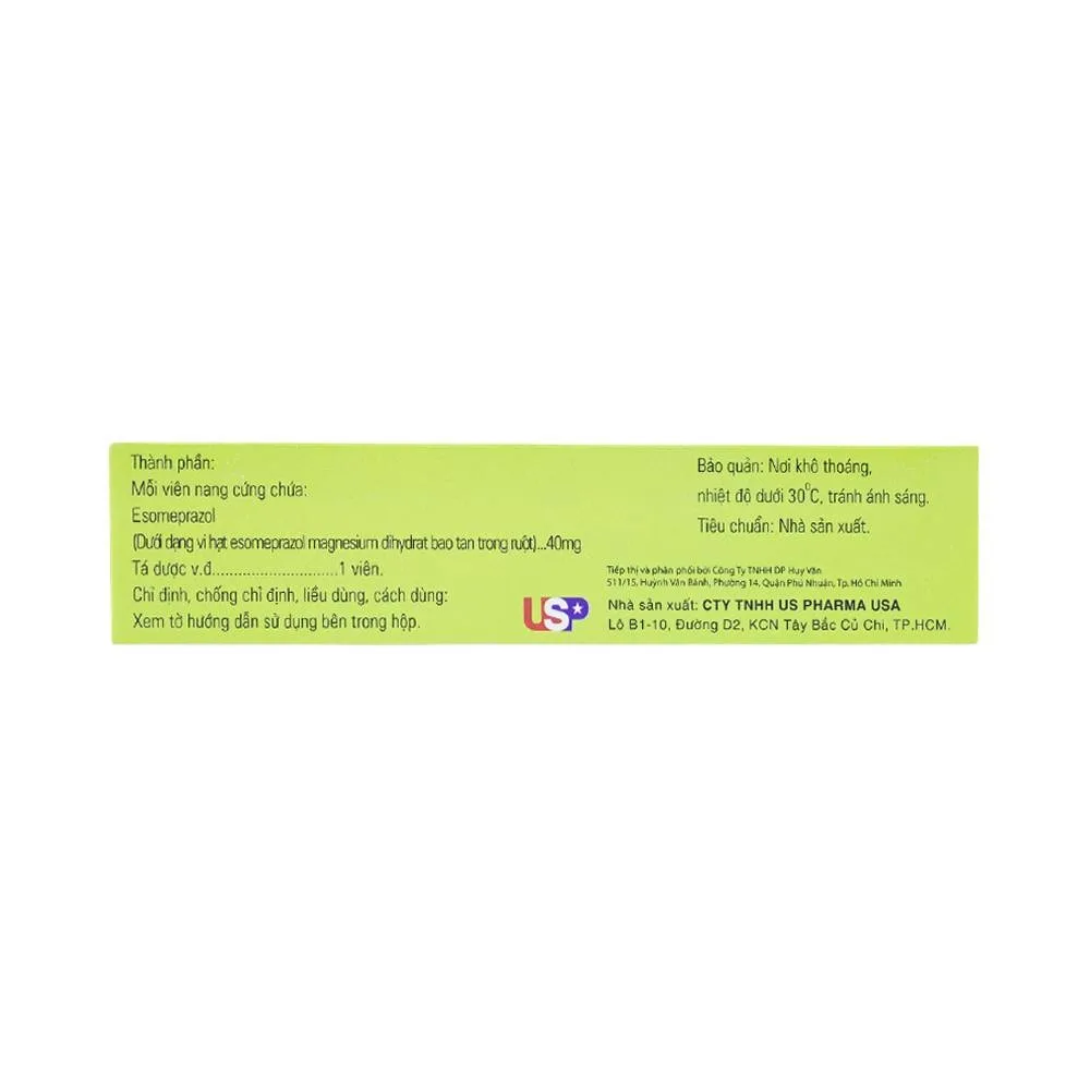 Hình ảnh Thuốc Esomeprazol 40-US điều trị trào ngược dạ dày, thực quản (3 vỉ x 10 viên)