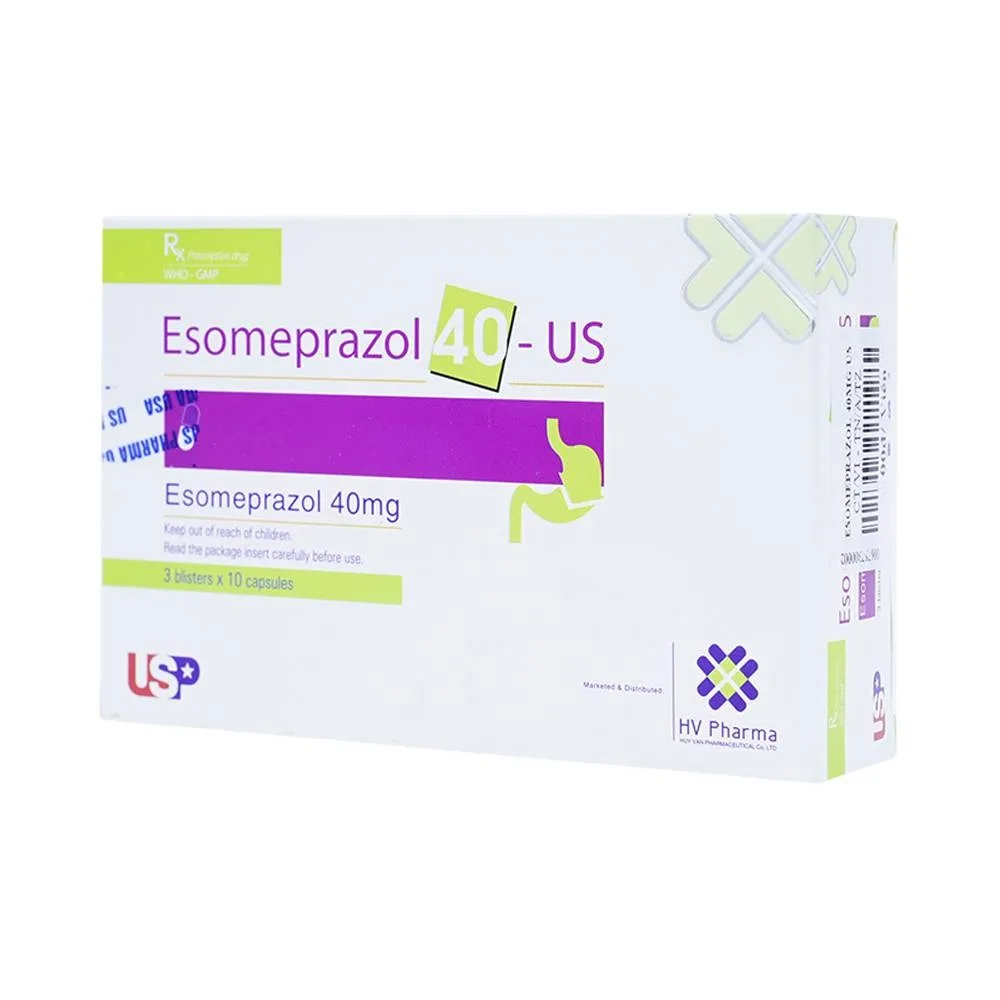 Hình ảnh Thuốc Esomeprazol 40-US điều trị trào ngược dạ dày, thực quản (3 vỉ x 10 viên)