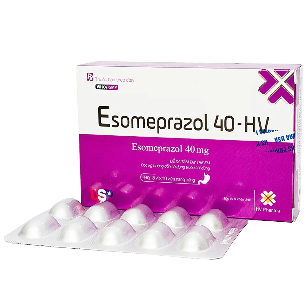 Hình ảnh Thuốc Esomeprazol 40-HV điều trị trào ngược dạ dày, thực quản (3 vỉ x 10 viên)