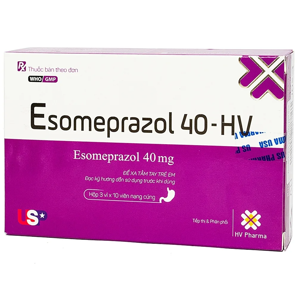 Hình ảnh Thuốc Esomeprazol 40-HV điều trị trào ngược dạ dày, thực quản (3 vỉ x 10 viên)