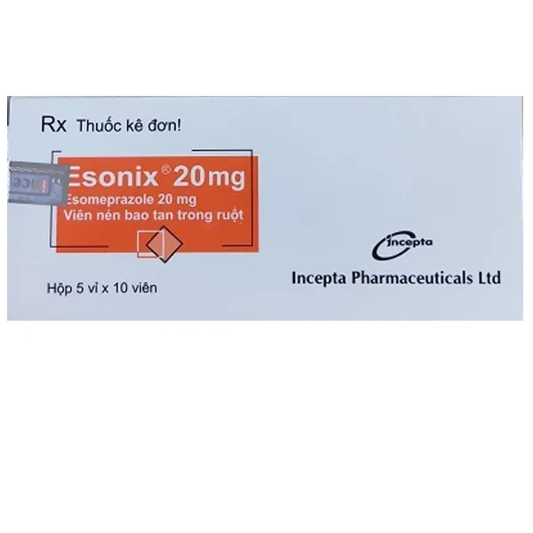 Hình ảnh Thuốc Esonix 20mg Incepta điều trị trào ngược thực quản (5 vỉ x 10 viên)