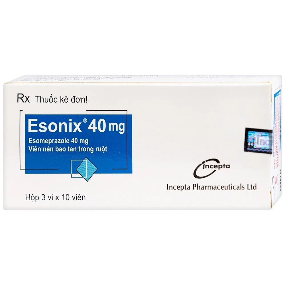 Hình ảnh Thuốc Esonix 40mg Incepta điều trị trào ngược thực quản (3 vỉ x 10 viên)