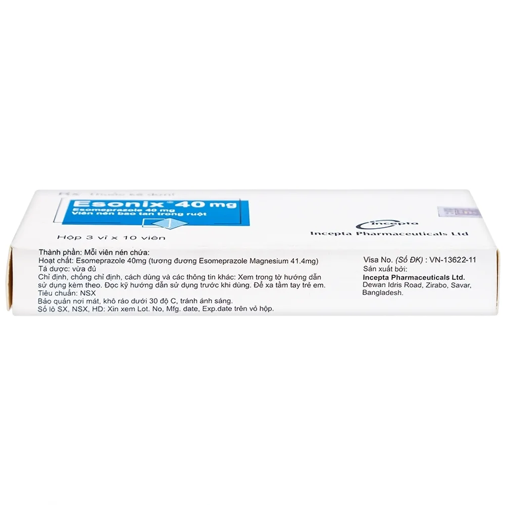 Hình ảnh Thuốc Esonix 40mg Incepta điều trị trào ngược thực quản (3 vỉ x 10 viên)