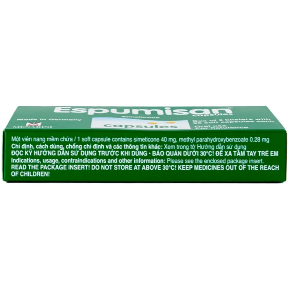 Hình ảnh Thuốc Espumisan điều trị các triệu chứng đầy hơi, chướng bụng (2 vỉ x 25 viên)