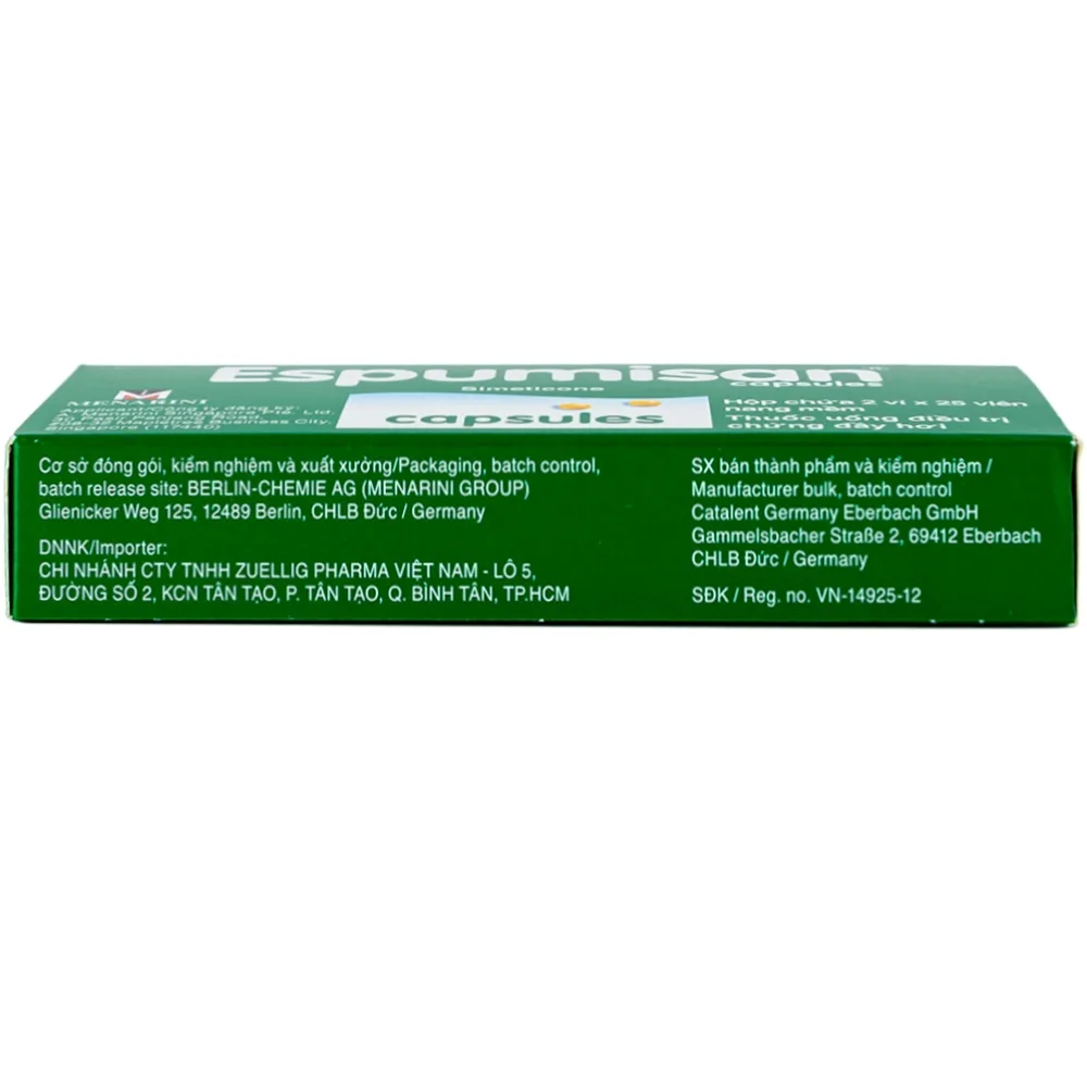 Hình ảnh Thuốc Espumisan điều trị các triệu chứng đầy hơi, chướng bụng (2 vỉ x 25 viên)