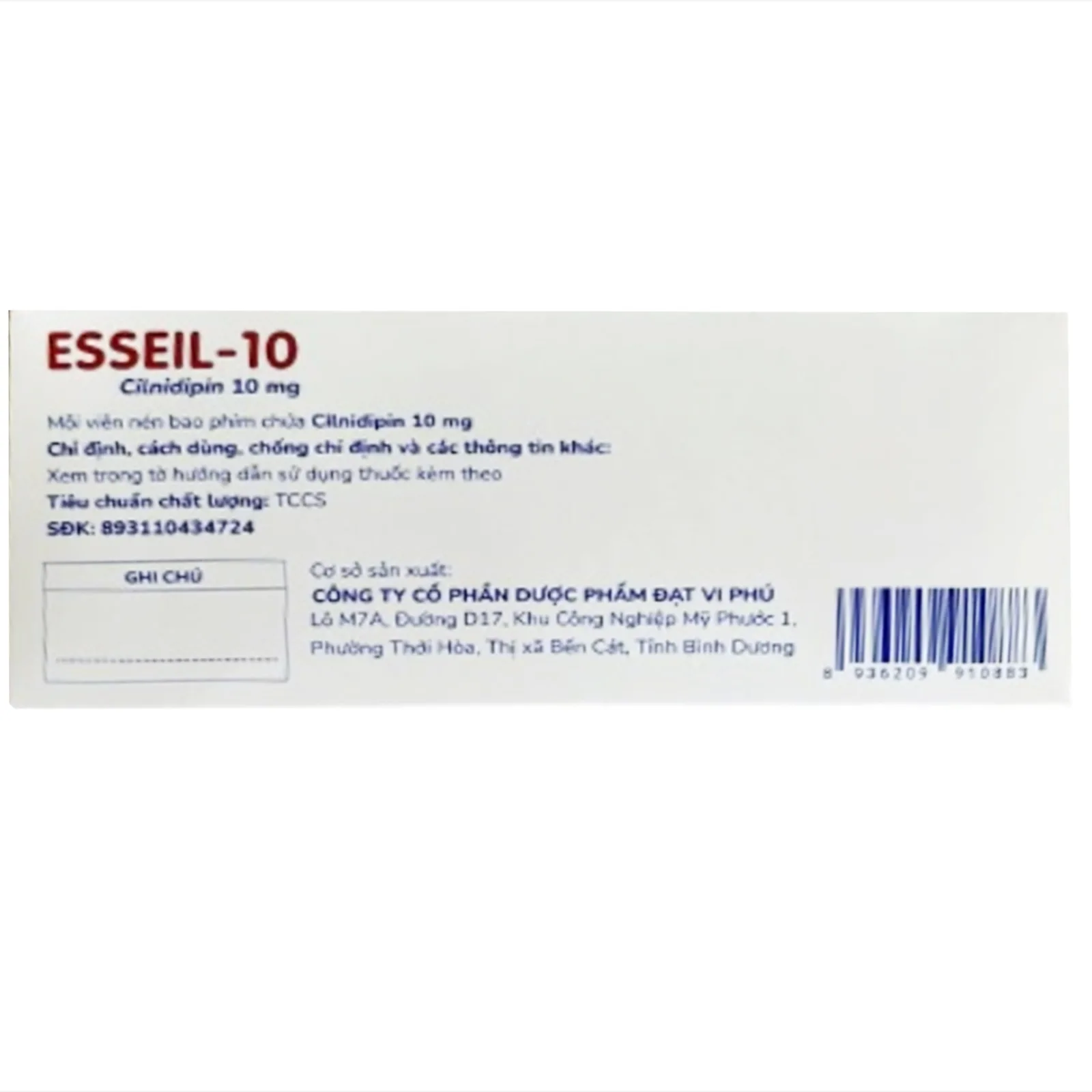 Hình ảnh Thuốc Esseil-10 Davipharm điều trị tăng huyết áp (10 vỉ x 10 viên)