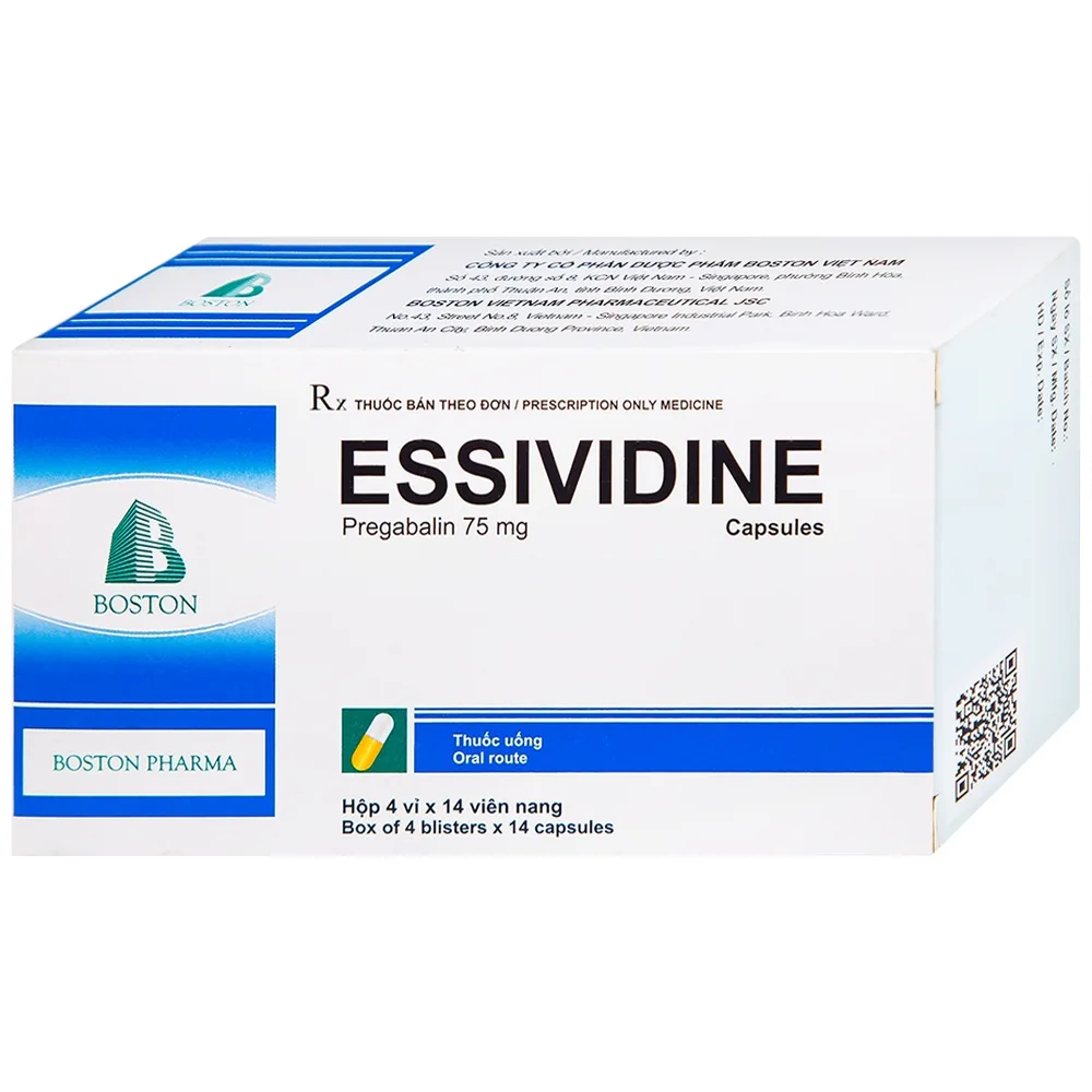 Hình ảnh Thuốc Essividine Boston điều trị động kinh và giảm đau do thần kinh (4 vỉ x 14 viên)