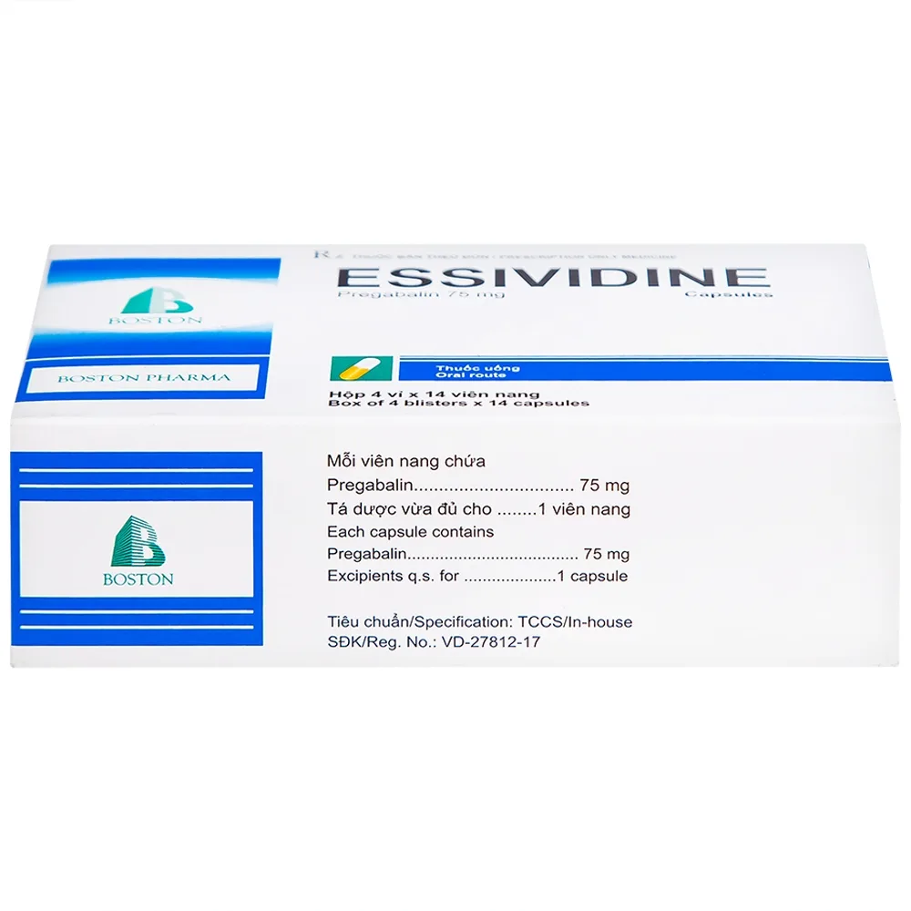 Hình ảnh Thuốc Essividine Boston điều trị động kinh và giảm đau do thần kinh (4 vỉ x 14 viên)