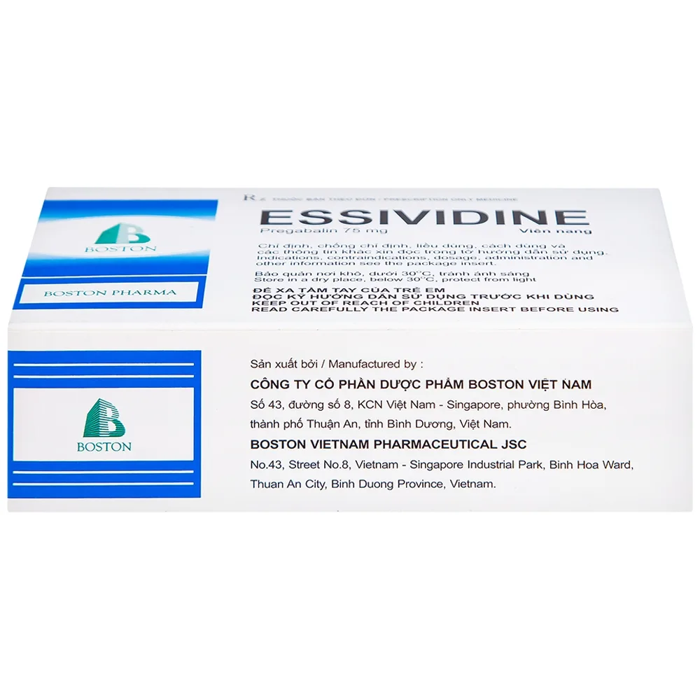 Hình ảnh Thuốc Essividine Boston điều trị động kinh và giảm đau do thần kinh (4 vỉ x 14 viên)