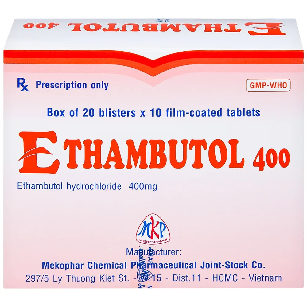 Hình ảnh Thuốc Ethambutol 400 Mekophar điều trị lao mới và lao tái phát (20 vỉ x 10 viên)