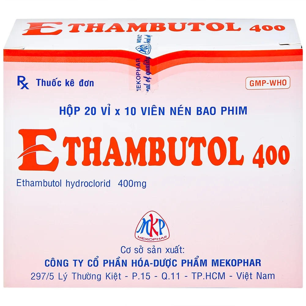 Hình ảnh Thuốc Ethambutol 400 Mekophar điều trị lao mới và lao tái phát (20 vỉ x 10 viên)
