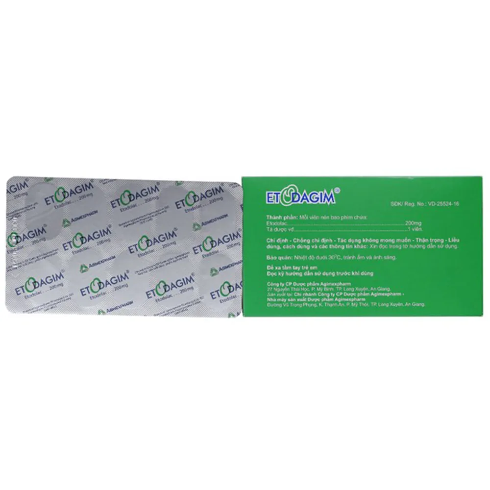 Hình ảnh Thuốc Etodagim Agimexpharm điều trị viêm xương khớp, cơn gout cấp hay giả gout (10 vỉ x 10 viên)