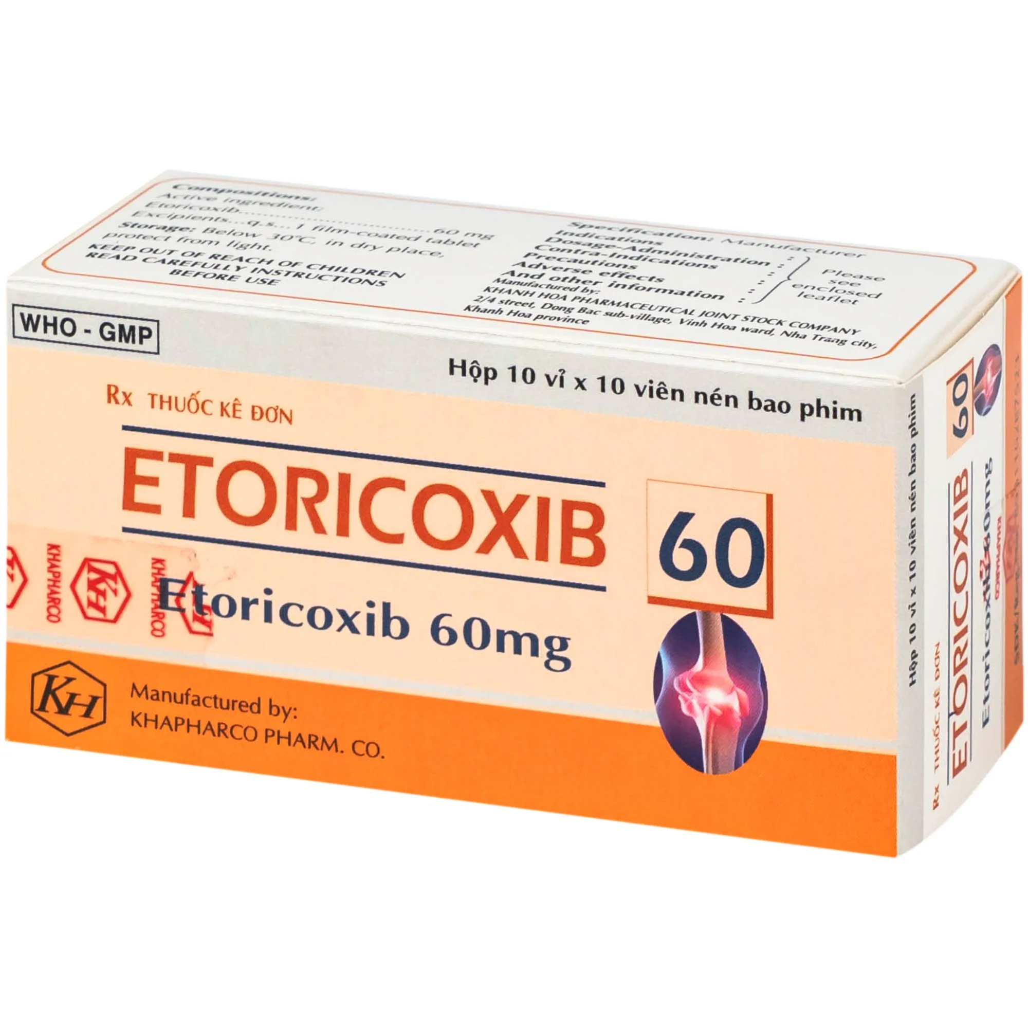 Hình ảnh Thuốc Etoricoxib Khapharco 60mg điều trị viêm khớp (10 vỉ 10 viên)