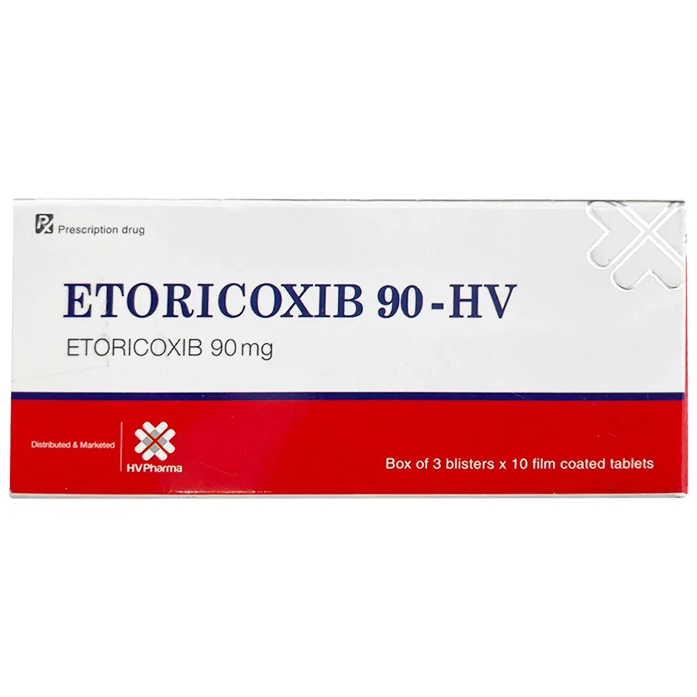 Hình ảnh Thuốc Etoricoxib 90-HV giảm đau cấp tính và điều trị các bệnh viêm khớp (3 vỉ x 10 viên)