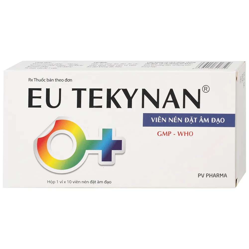 Hình ảnh Viên đặt âm đạo Eu Tekynan PV điều trị viêm âm đạo (1 vỉ x 10 viên)