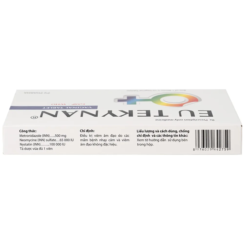 Hình ảnh Viên đặt âm đạo Eu Tekynan PV điều trị viêm âm đạo (1 vỉ x 10 viên)
