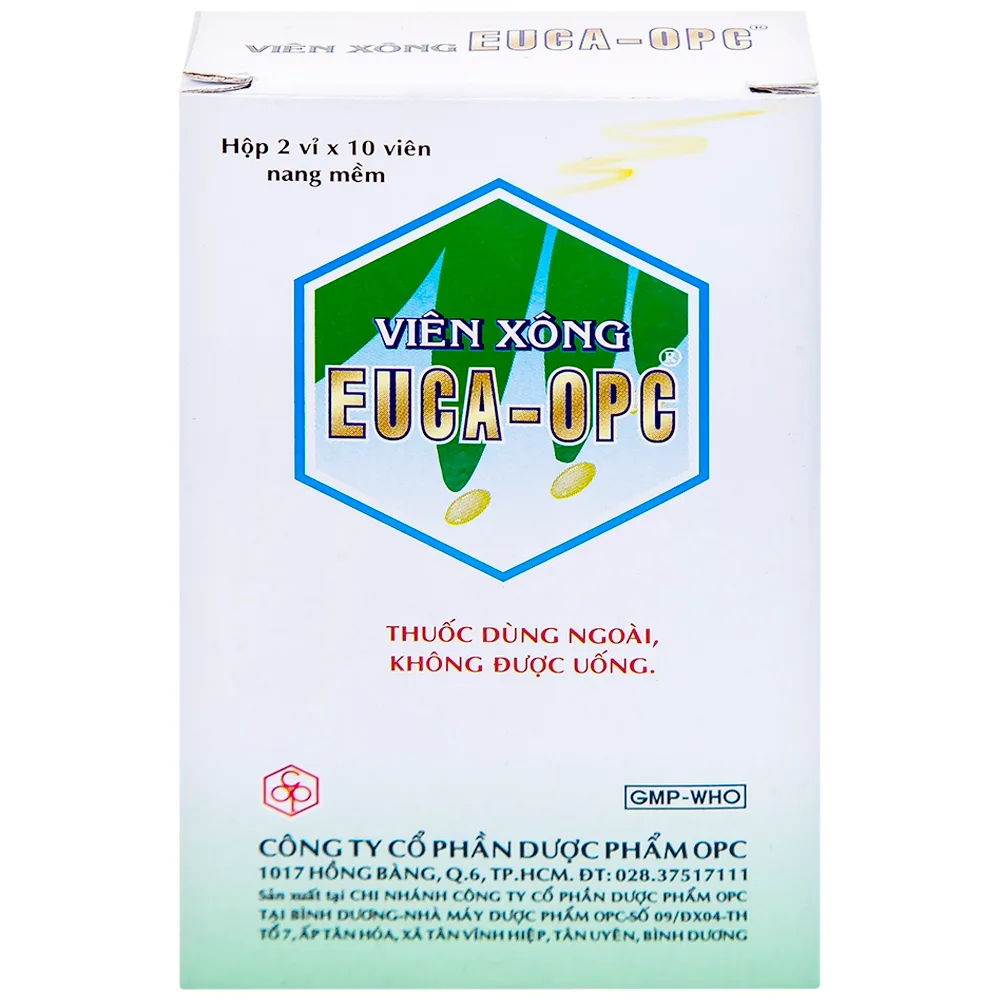 Hình ảnh Viên xông Euca-OPC điều trị cảm mạo, cảm cúm, sát trùng mũi họng (2 vỉ x 10 viên)
