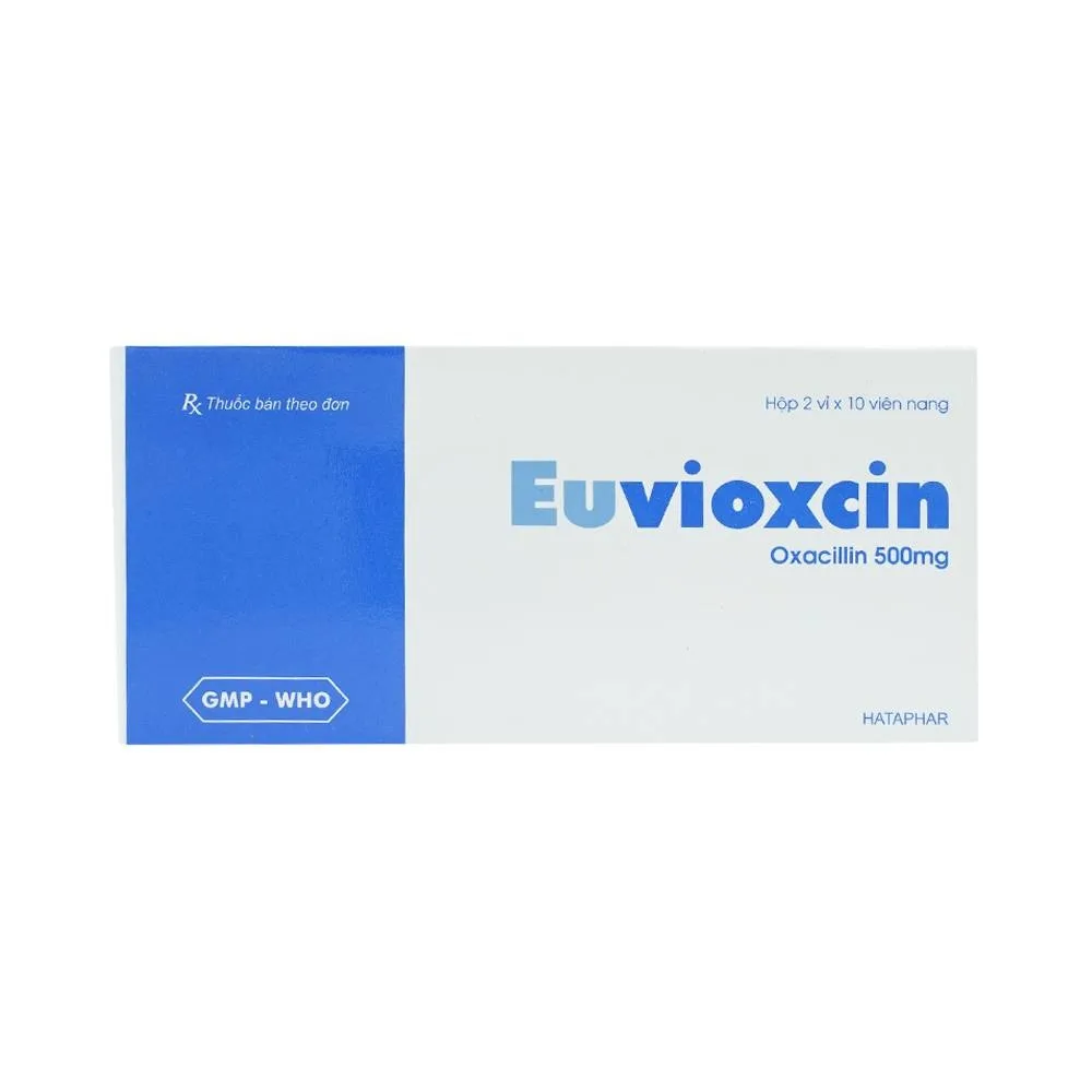 Hình ảnh Thuốc Euvioxcin 500mg Hà Tây điều trị nhiễm khuẩn đường hô hấp (2 vỉ x 10 viên)