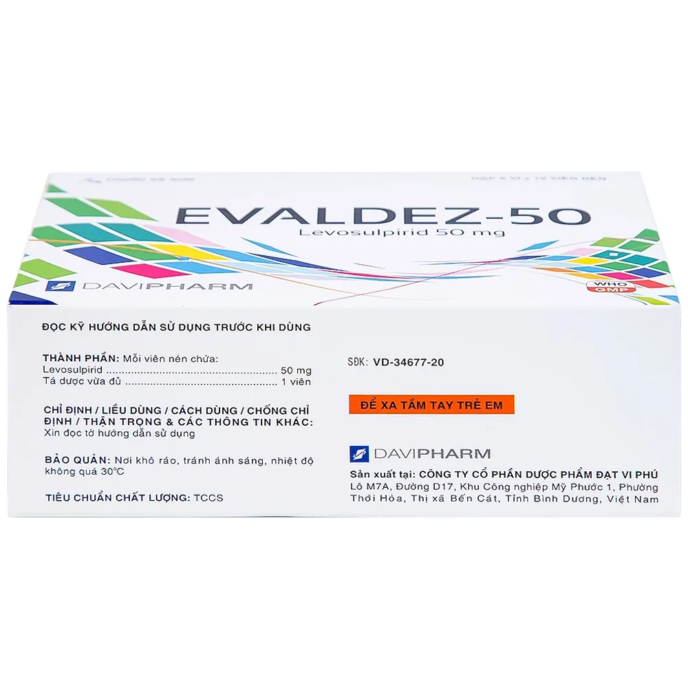 Hình ảnh Thuốc Evaldez 50 Davipharm điều trị trầm cảm (6 vỉ x 10 viên)