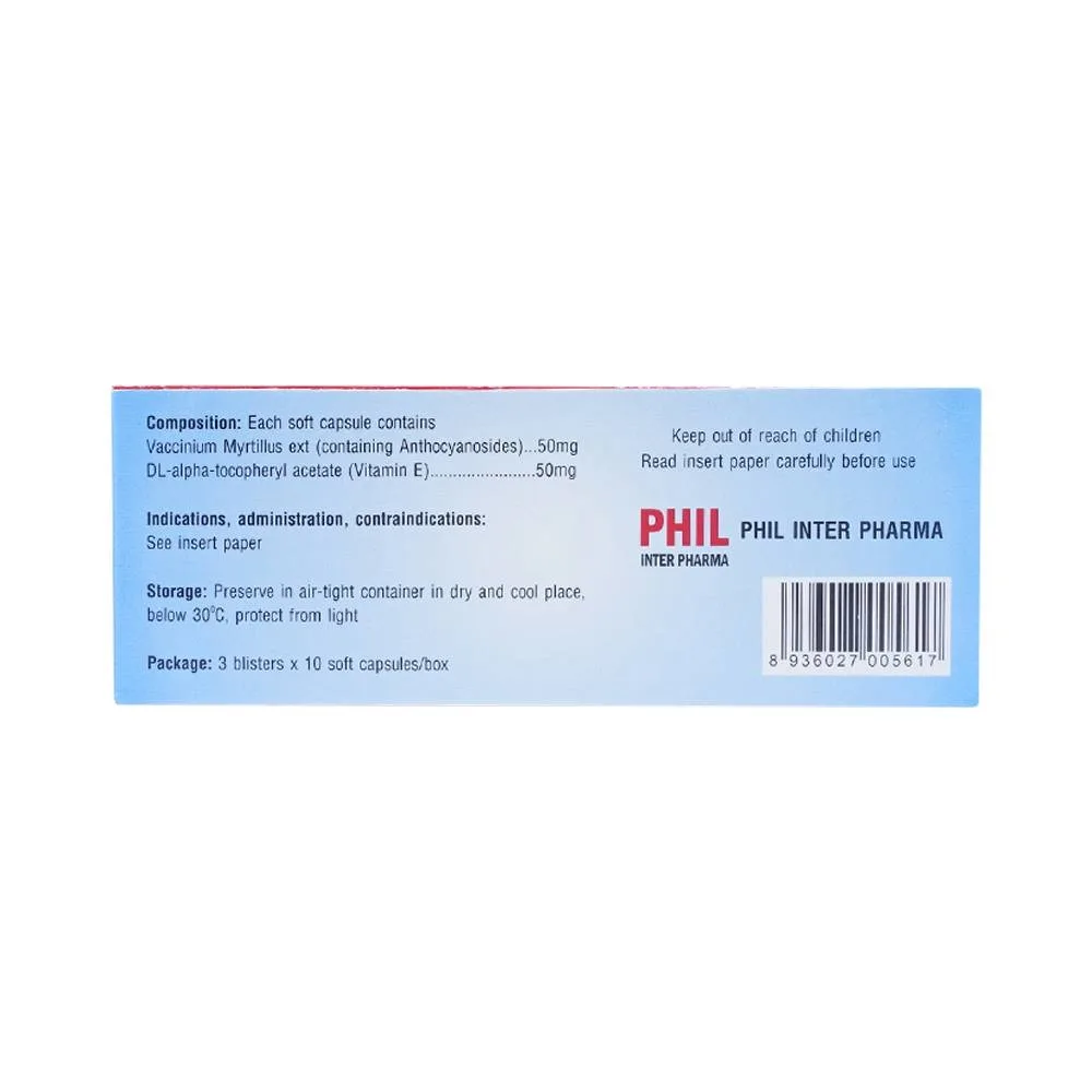 Hình ảnh Thuốc Eyebi Phil hỗ trợ điều trị quáng gà, cận thị (3 vỉ x 10 viên)