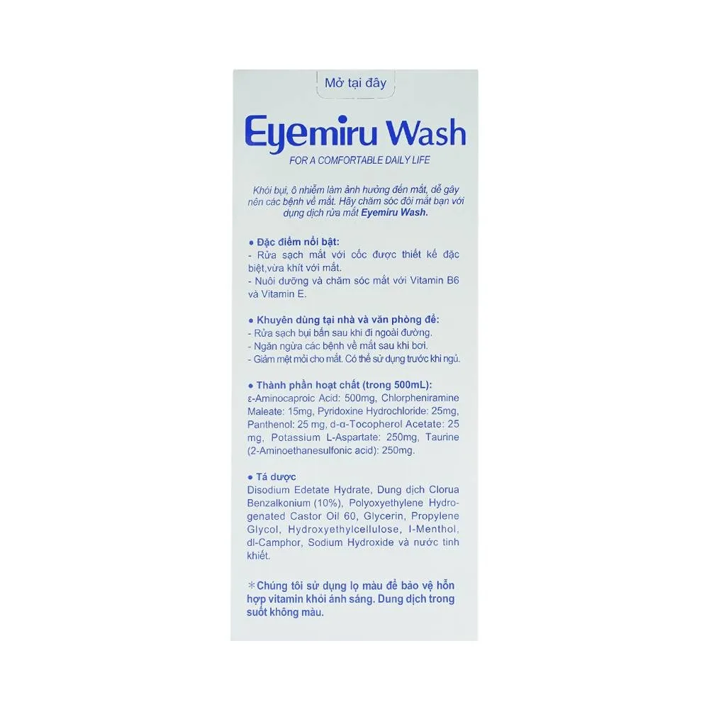 Hình ảnh Dung dịch rửa mắt Eyemiru Wash Nitto Medic phòng chống bệnh về mắt (500ml)