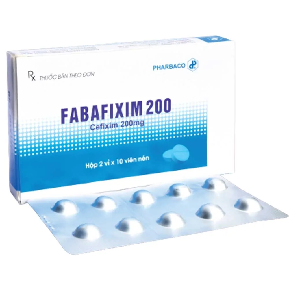 Hình ảnh Thuốc Fabafixim DT 200mg Pharbaco điều trị nhiễm khuẩn (2 vỉ x 10 viên)
