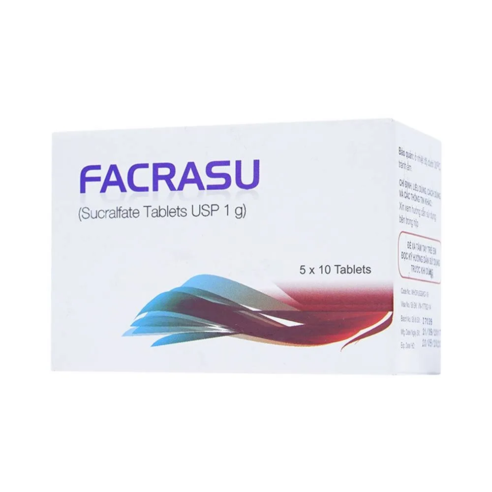 Hình ảnh Thuốc Facrasu 1g Aurochem Pharma điều trị loét dạ dày tá tràng (5 vỉ x 10 viên)