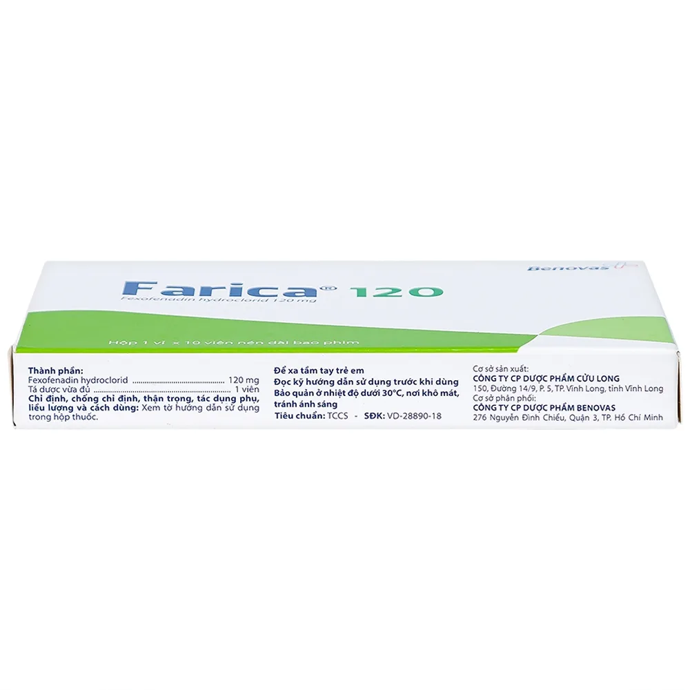 Hình ảnh Thuốc Farica 120 Benovas điều trị viêm mũi dị ứng theo mùa (1 vỉ x 10 viên)