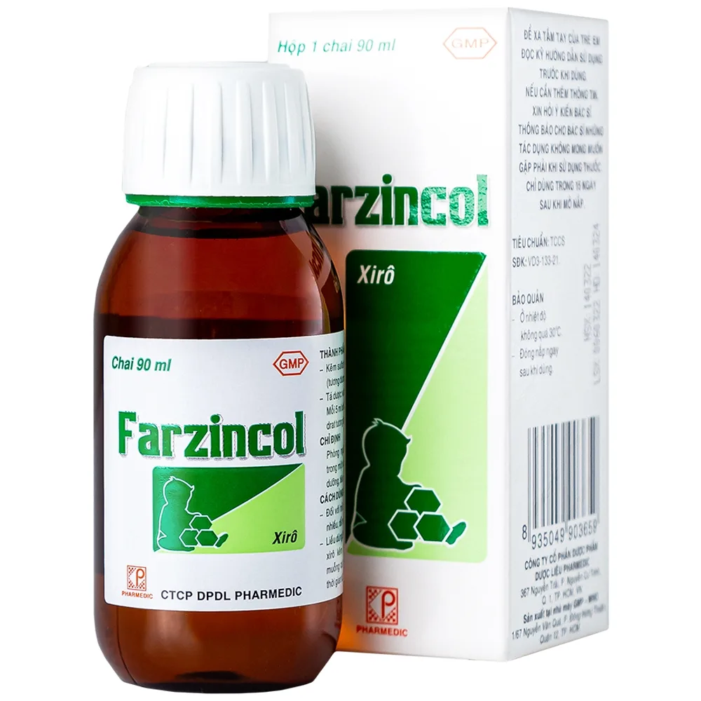 Hình ảnh Siro Farzincol Pharmedic điều trị thiếu kẽm (90ml)
