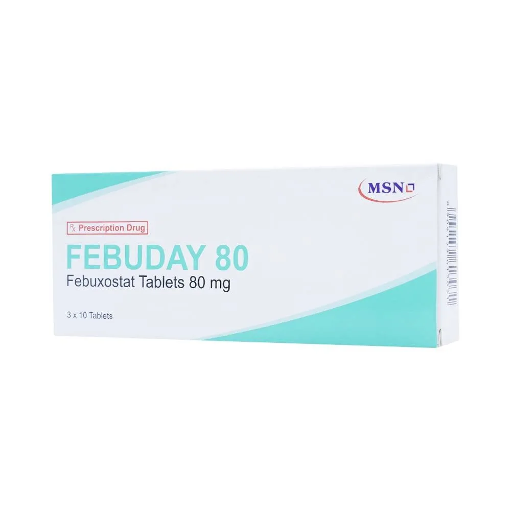 Hình ảnh Thuốc Febuday 80 MSN điều trị tăng acid uric huyết (3 vỉ x 10 viên)