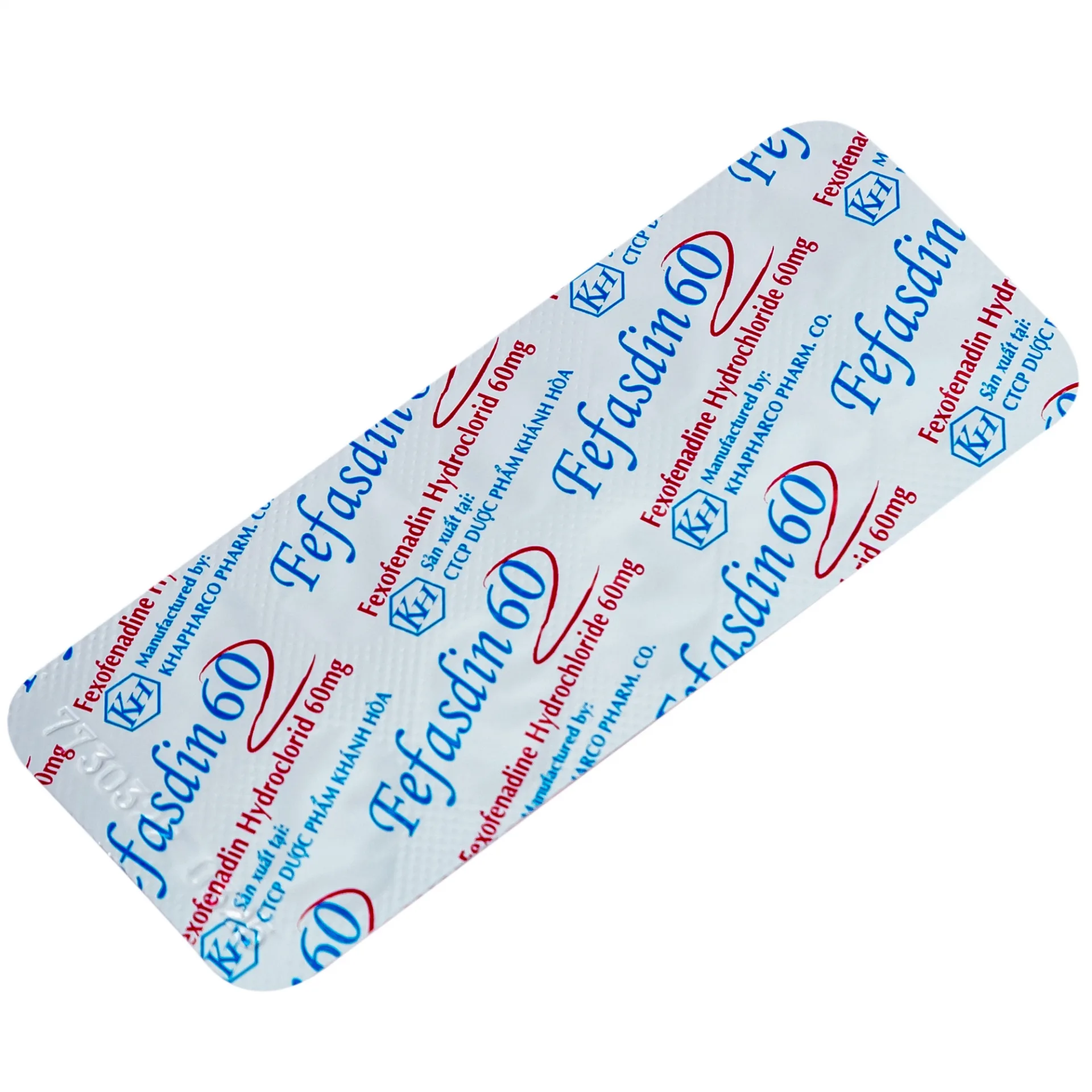 Hình ảnh Thuốc Fefasdin 60 Khapharco điều trị viêm mũi dị ứng, mày đay mạn tính vô căn (10 vỉ x 10 viên)