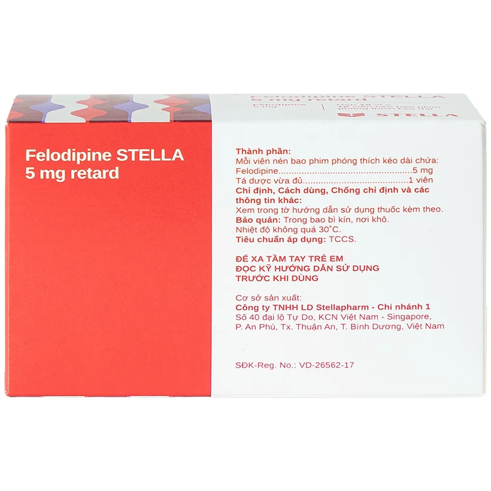 Hình ảnh Thuốc Felodipine Stella 5mg Retard kiểm soát tăng huyết áp (10 vỉ x 10 viên)