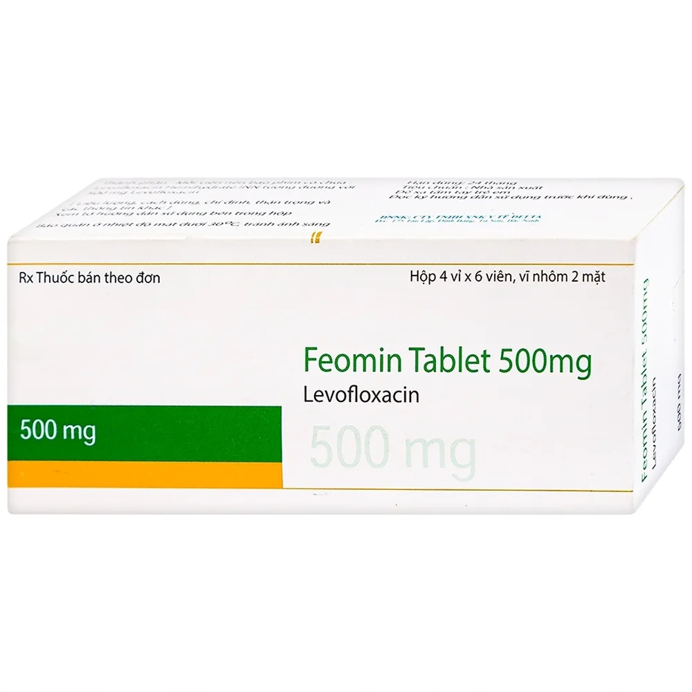 Hình ảnh Thuốc Feomin 500mg General Pharm điều trị nhiễm khuẩn (6 vỉ x 4 viên)