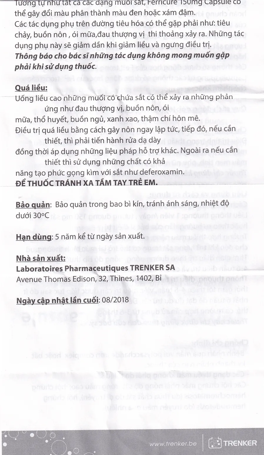 Hình ảnh Thuốc Ferricure 150mg Trenker điều trị thiếu sắt, thiếu máu do thiếu sắt (2 vỉ x 14 viên)