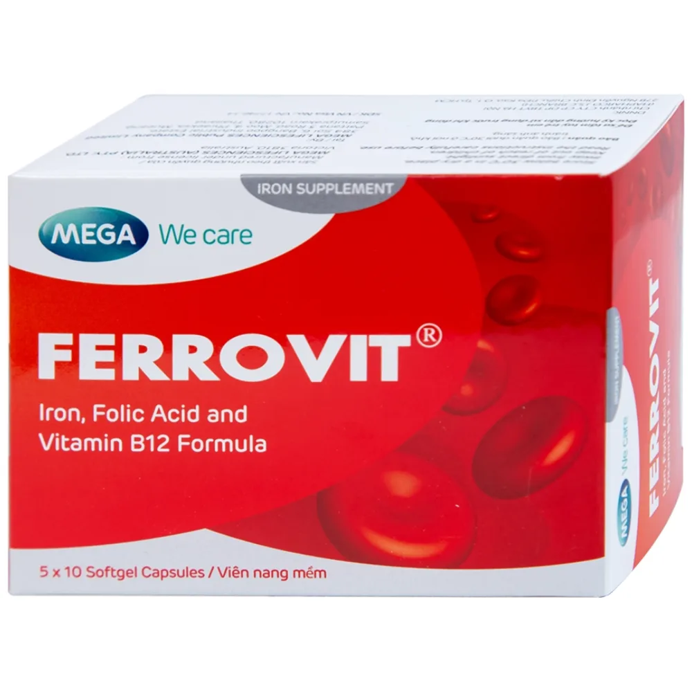 Hình ảnh Thuốc Ferrovit MEGA We care điều trị thiếu máu do thiếu sắt (5 vỉ x 10 viên)