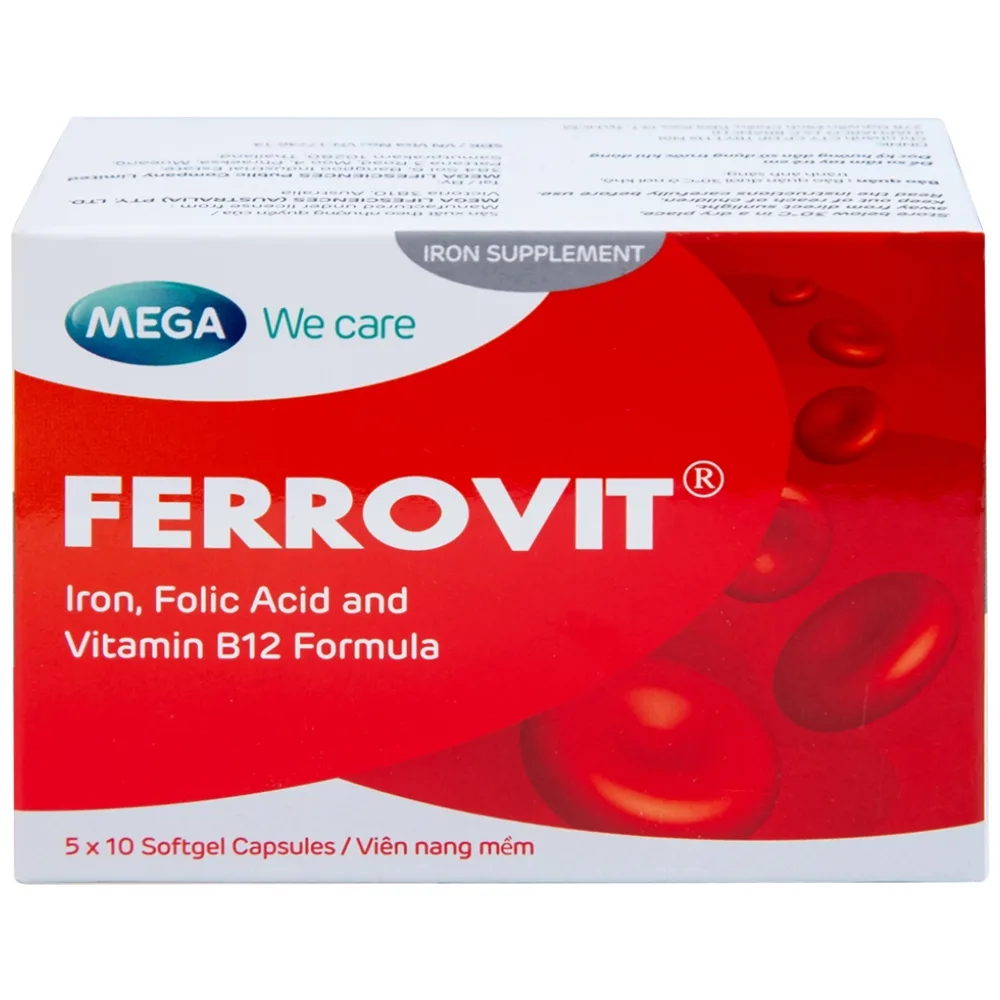 Hình ảnh Thuốc Ferrovit MEGA We care điều trị thiếu máu do thiếu sắt (5 vỉ x 10 viên)