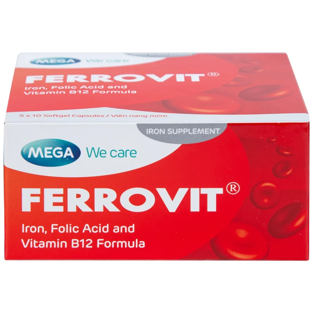 Hình ảnh Thuốc Ferrovit MEGA We care điều trị thiếu máu do thiếu sắt (5 vỉ x 10 viên)