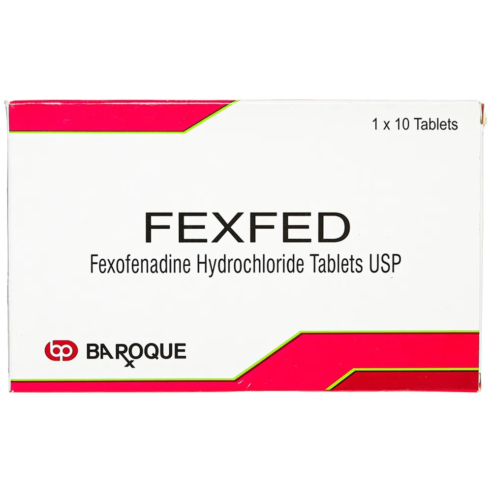 Hình ảnh Thuốc Fexfed 180mg Baroque Pharmaceuticals giảm triệu chứng viêm mũi dị ứng theo mùa (1 vỉ x 10 viên)